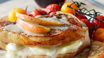 Thick chops stuffed with brie