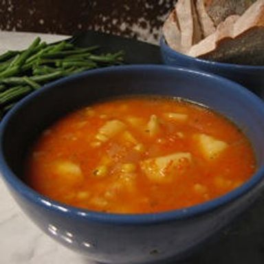 Roasted red pepper and corn chowder recipe: Day 26