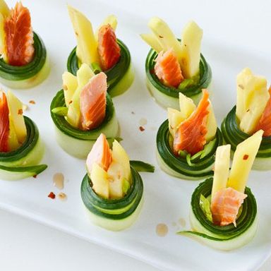 Smoked trout and mango bites
