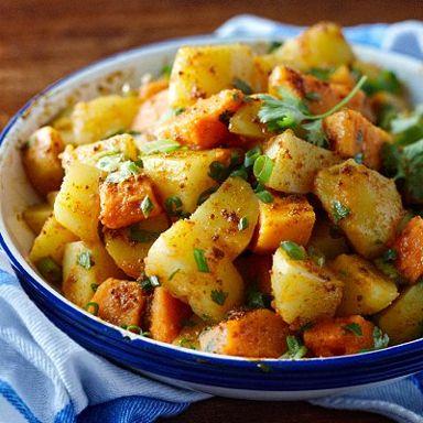 Warm curried potato salad
