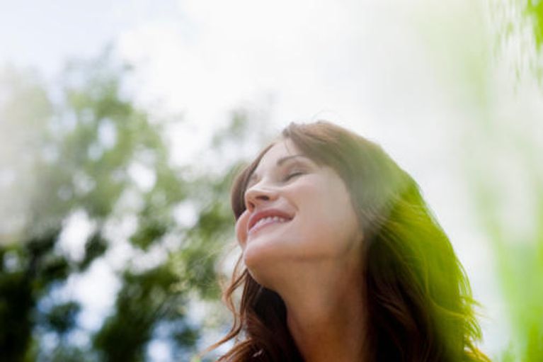 woman, smiling, sunshine, happy