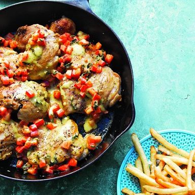 Herbed chicken with mint-pepper salsa