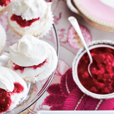 Raspberry-Rhubarb Mini Pavlovas