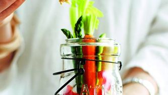 Crudites jars with Moroccan hummus