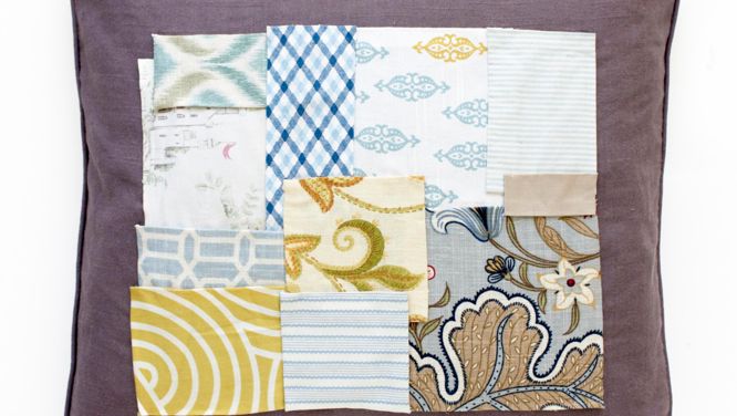 How to decorate an old toss cushion with a patchwork design