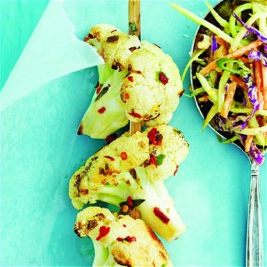 Grilled cauliflower skewers