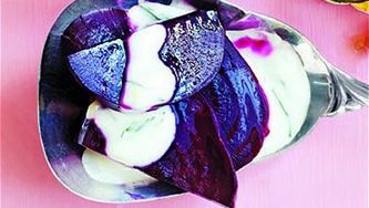 Roasted beets with dill-yogurt drizzle