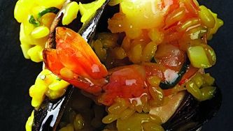 Seafood saffron risotto with fennel