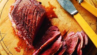 Seared duck with cherry sauce and rösti