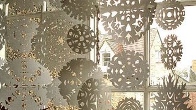 Easy holiday project: Make a snowflake curtain