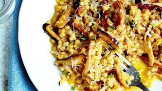 Creamy mushroom and barley pilaf for Meatless Monday