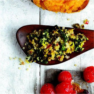 Quinoa with wilted spinach