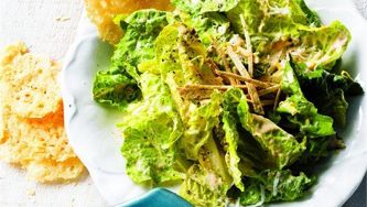 Chipotle caesar salad with parmesan crisps