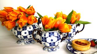 Use your tea set as a pretty Mother's Day centrepiece