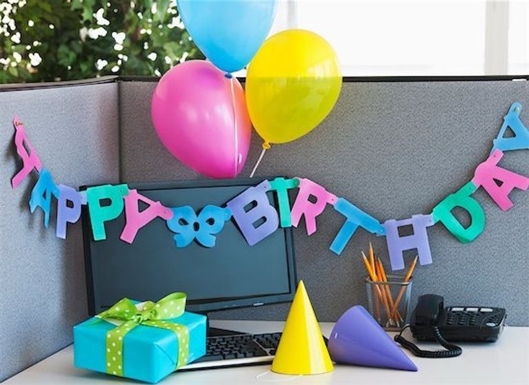 Happy birthday at work desk