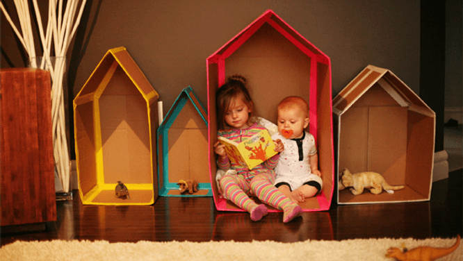 How to turn a cardboard box into a kids' play house