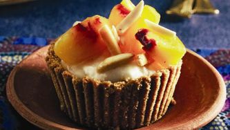 No-bake peach and almond tartlets
