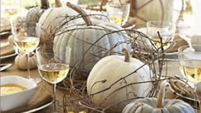 Five autumn-themed centrepieces