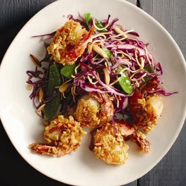 Super-crunch shrimp with coleslaw