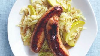 Sausages with fruity slaw
