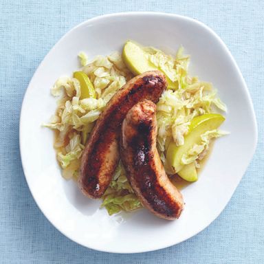 Sausages with fruity slaw