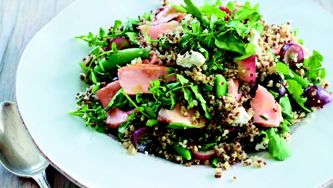 Healthy recipe: Andean grain salad with salmon, red grapes and watercress
