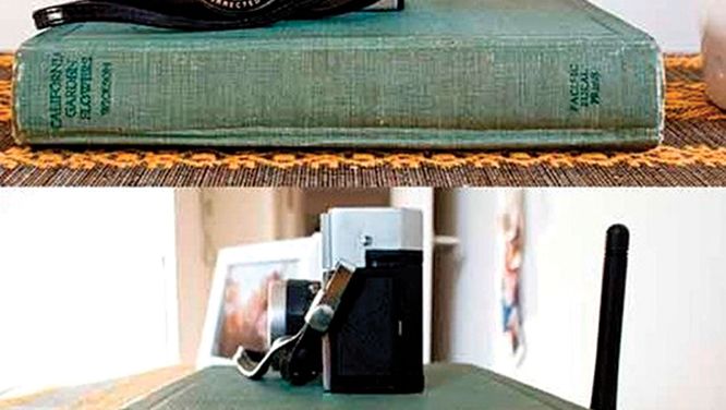 Hide an internet router with a book cover