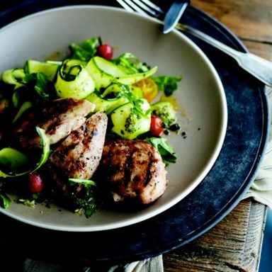 Curtis Stone's grilled chicken with arugula and zucchini salad