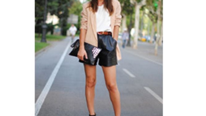 Weekend style: Leather shorts with a slouchy blazer