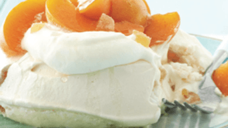 Ginger pavlovas with tipsy gingered apricots