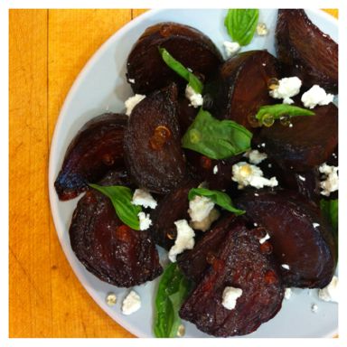 Easy roasted beet salad with apple cider vinaigrette