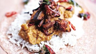 Jamie Oliver's eggplant daal & handmade chapattis