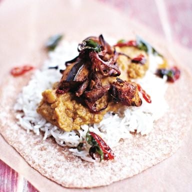 Jamie Oliver's eggplant daal & handmade chapattis