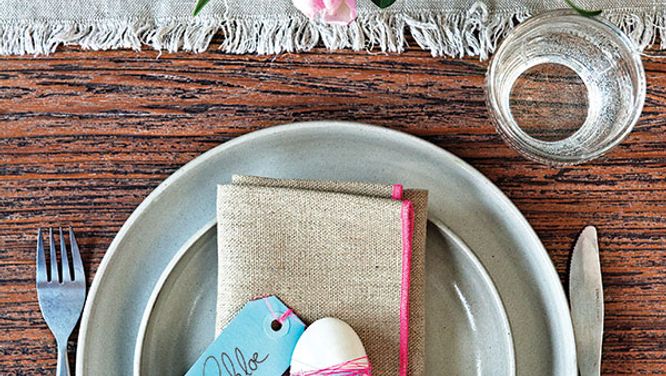 A simple and elegant place setting for an Easter brunch
