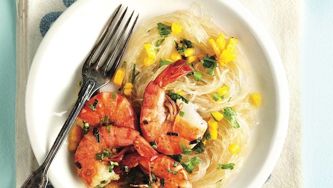 Chili-mint shrimp and noodle salad