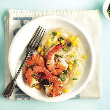 Chili-mint shrimp and noodle salad