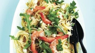 Chatelaine Quickies: Shrimp and feta linguine