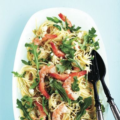 Chatelaine Quickies: Shrimp and feta linguine