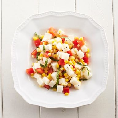 Jicama, corn and pepper salad