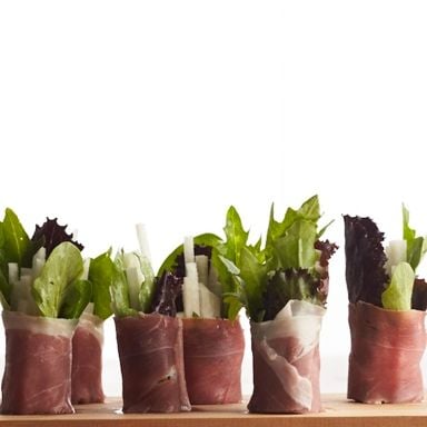 Prosciutto and jicama rolls
