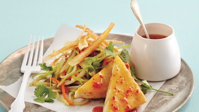 Sweet chili tofu with broccoli slaw