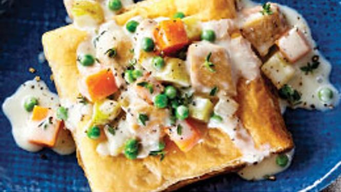 Upside-down chicken pot pies