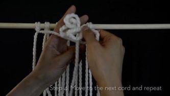 Macrame: How to make a horizontal double half stitch