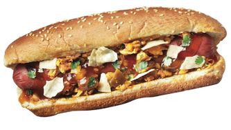 Indian chickpea and lime hot dog