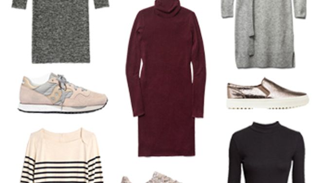 7 sneakers for 7 sweater dresses