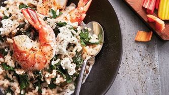 Risotto with Swiss chard and garlic shrimp