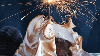 Baked Alaska with marshmallow frosting