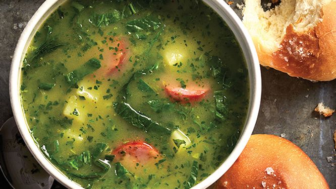 Portuguese kale and potato soup (caldo verde)