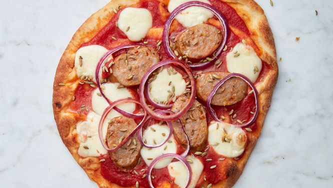 Fennel And Sausage Naan Pizza