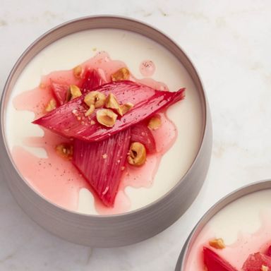 Buttermilk Pannacotta With Poached Rhubarb